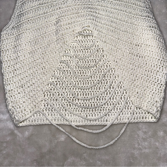 12th Tribe Bogota White Crochet Open Knit Cropped Tank Size Small - Picture 6 of 10
